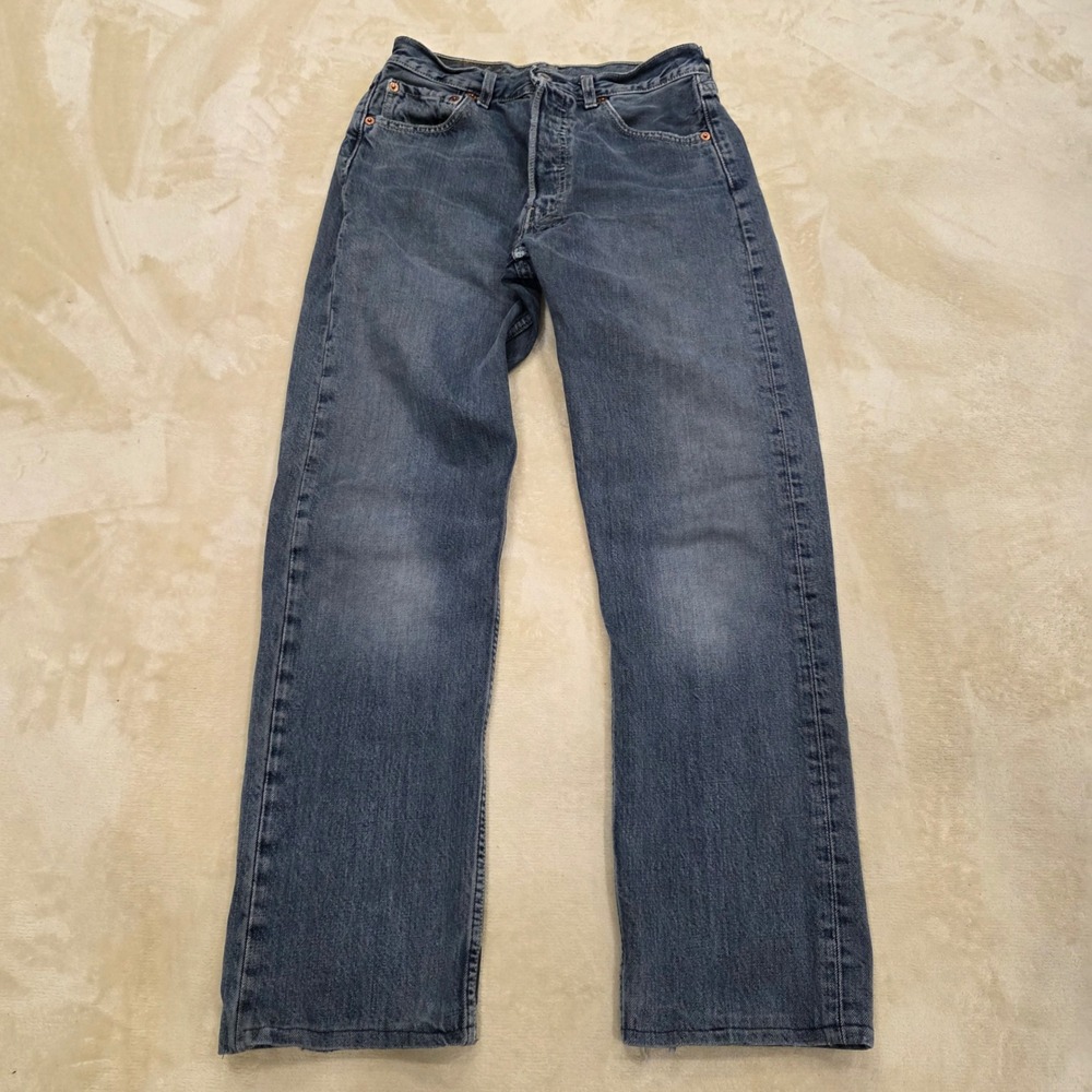 Vintage Levi's 501 Straight Leg Jeans 2002 Hemmed Fits 27x27.5 Grunge Distressed